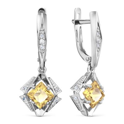 

Серьги с цитринами и фианитами Линии Любви, Серьги Т30302Б403