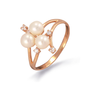

Кольцо с жемчугом и фианитами Линии Любви