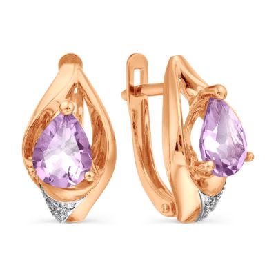

Серьги с аметистами и фианитами Линии Любви, Серьги Т147028869