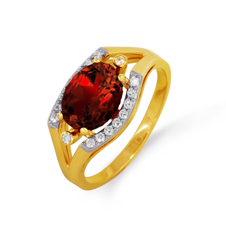 

Кольцо с гранатом и фианитами Линии Любви