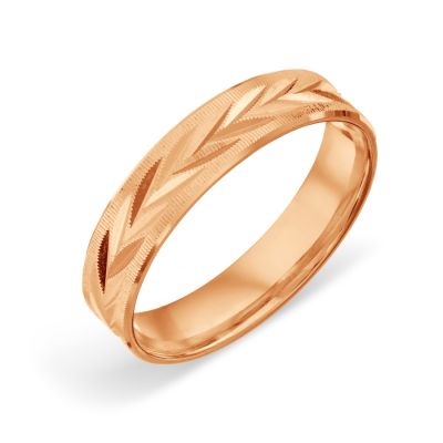 Кольцо обручальное рифленое золотое