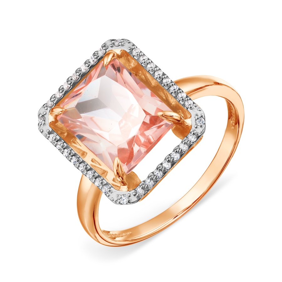 

Кольцо с морганитом ситалл и фианитами Линии Любви