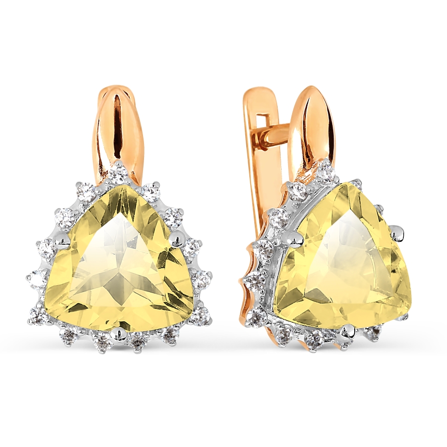 

Серьги с цитринами и фианитами Линии Любви