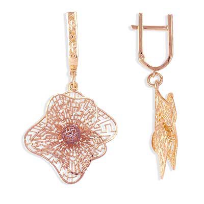 

Серьги из красного золота Линии Любви, Серьги Т100622687