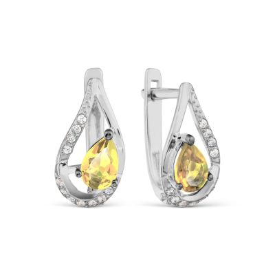 

Серьги с цитринами и Swarovski Zirconia Линии Любви, Серьги Т303025955