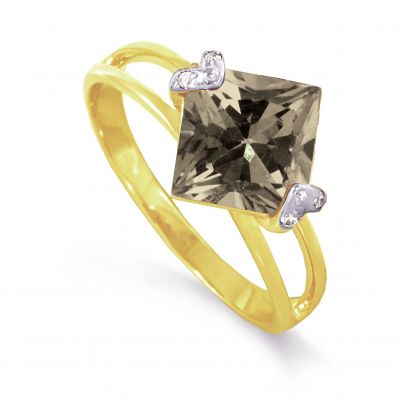 

Кольцо с раухтопазом и фианитами Линии Любви, Кольцо Т943012648