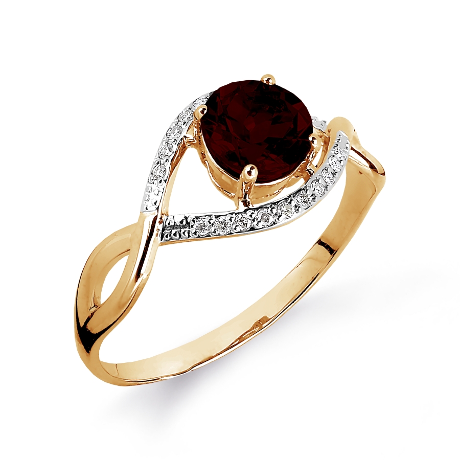 

Кольцо с гранатом и бриллиантами Линии Любви