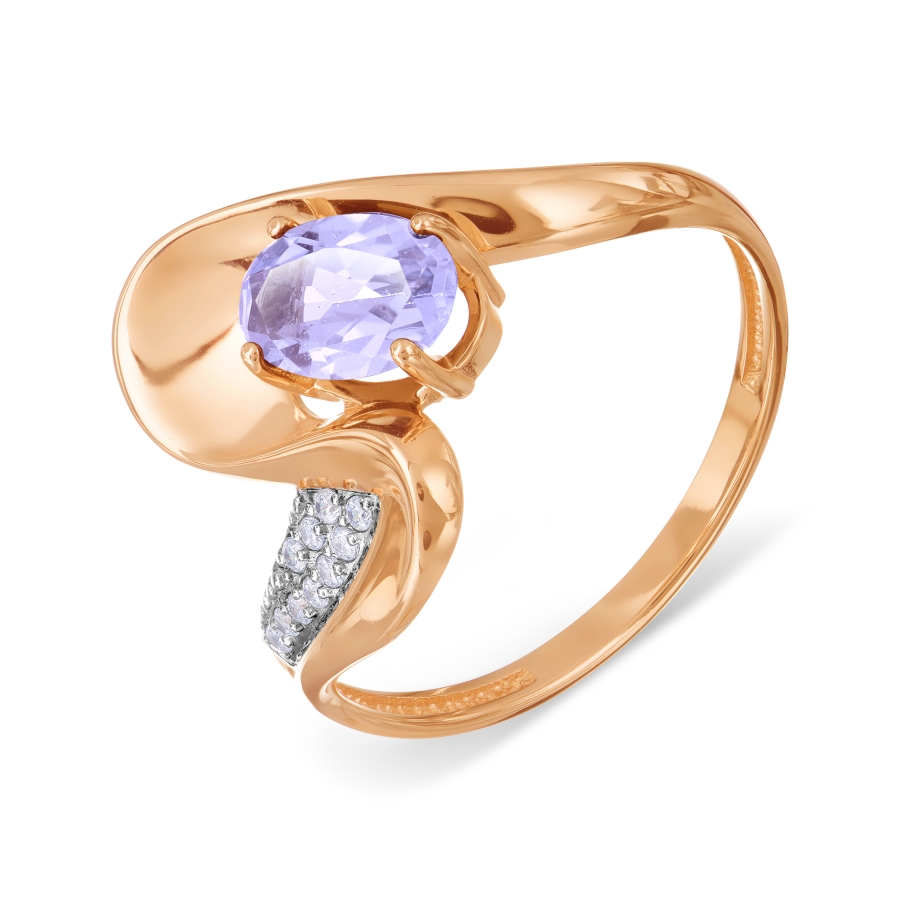 

Кольцо с аметистом и фианитами Линии Любви