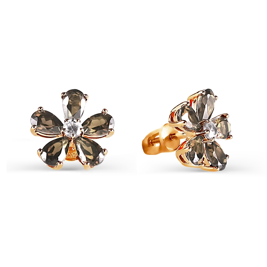 

Серьги с раухтопазами и фианитами Линии Любви