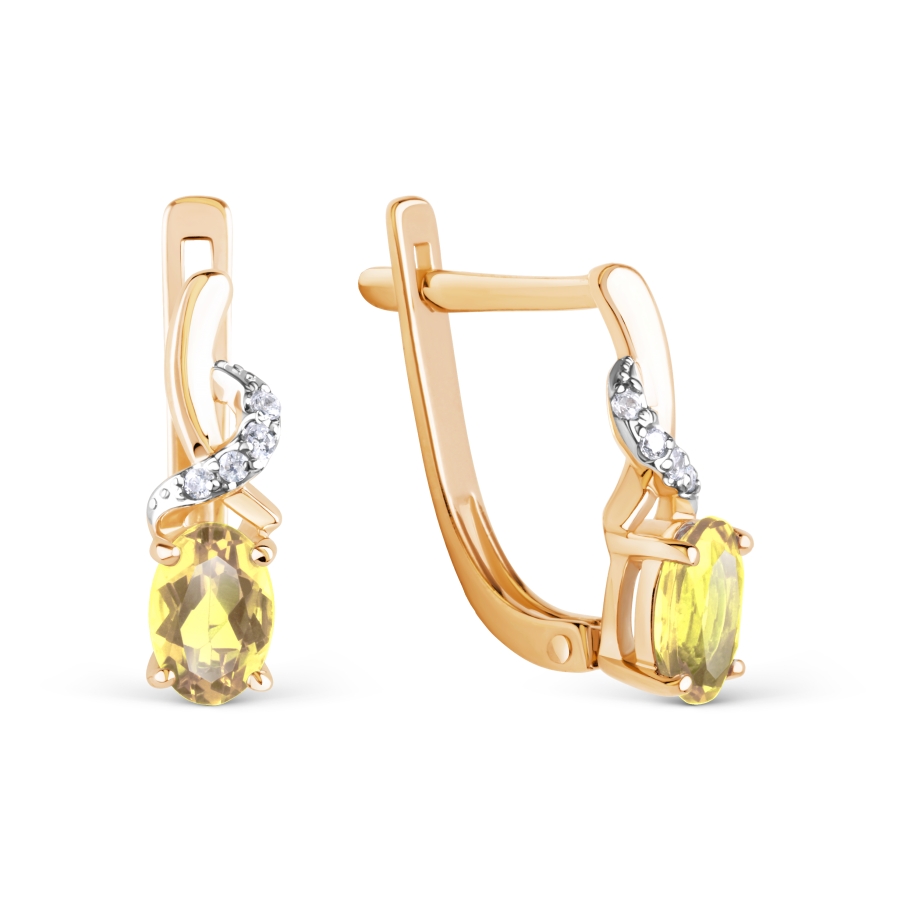 

Серьги с цитринами и Swarovski Zirconia Линии Любви, Серьги Т143025953