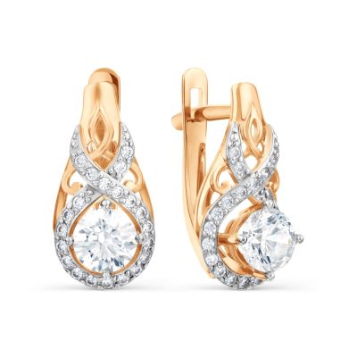 Серьги с Swarovski Zirconia Линии Любви фото