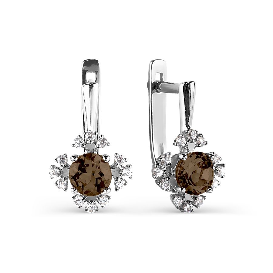 

Серьги с раухтопазами и фианитами Линии Любви, Серьги Т303026167