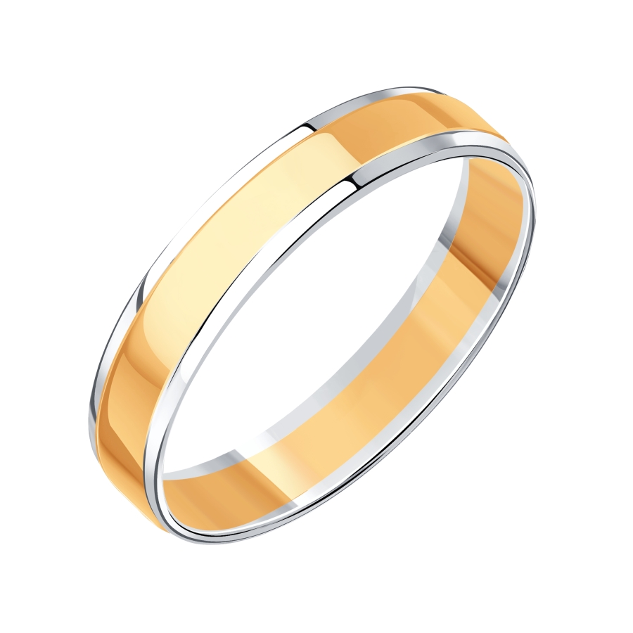 Кольцо обручальное из разных цветов золота, 4 мм арт. Т13001Б260 (Т13001Б260)