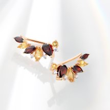 Серьги с гранатами, цитринами и фианитами (Т103029250)