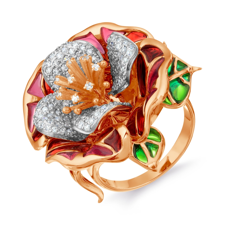 Кольцо с бриллиантами и эмалью (арт. Т151017961-01)