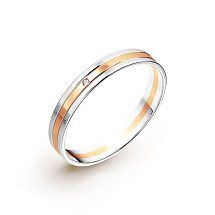Кольцо обручальное с бриллиантом, 3 мм (Т131013905)