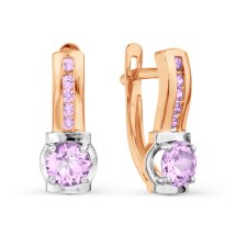 Серьги с аметистами и фианитами арт. Т143028892-01 (Т143028892-01)