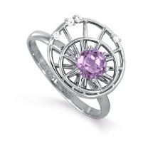 Кольцо с аметистом и фианитами арт.&nbsp;Т313012812 (Т313012812)