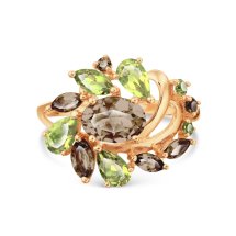Кольцо с раухтопазами и хризолитами (Т101018151-01)