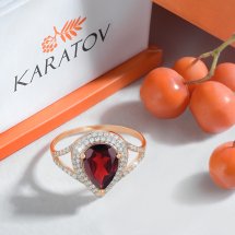 Кольцо с гранатом и фианитами арт. Т147017562 (Т147017562)