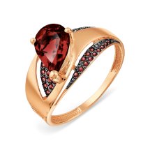 Кольцо с гранатом и фианитами арт.&nbsp;Т147018268-02 (Т147018268-02)