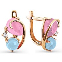 Серьги с кварцем, топазами и фианитами (Т103024488-01)