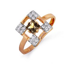 Кольцо с раухтопазом и фианитами (Т143012770)