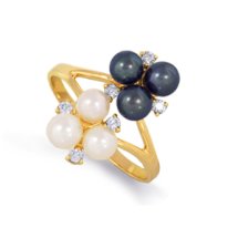 Кольцо с жемчугом и фианитами арт.&nbsp;Т908012572 (Т908012572)