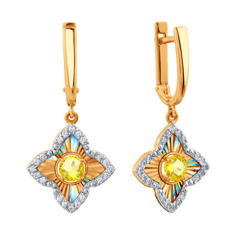 Серьги с цитринами и фианитами (Т14762Е646)