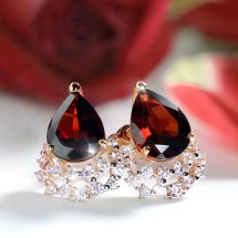 Серьги с гранатами и фианитами (Т147027558)