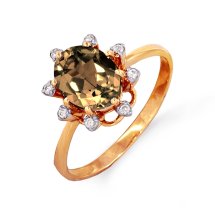Кольцо с раухтопазом и фианитами арт.&nbsp;Т143012725 (Т143012725)