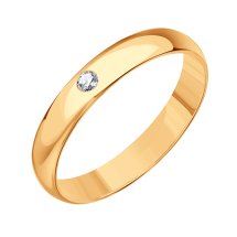 Кольцо обручальное с бриллиантом, 3 мм (Т10101324)