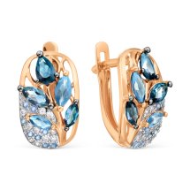 Серьги с топазами и фианитами арт.&nbsp;Т14702Б074 (Т14702Б074)