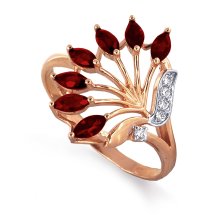 Кольцо с гранатами и фианитами арт.&nbsp;Т143012817 (Т143012817)