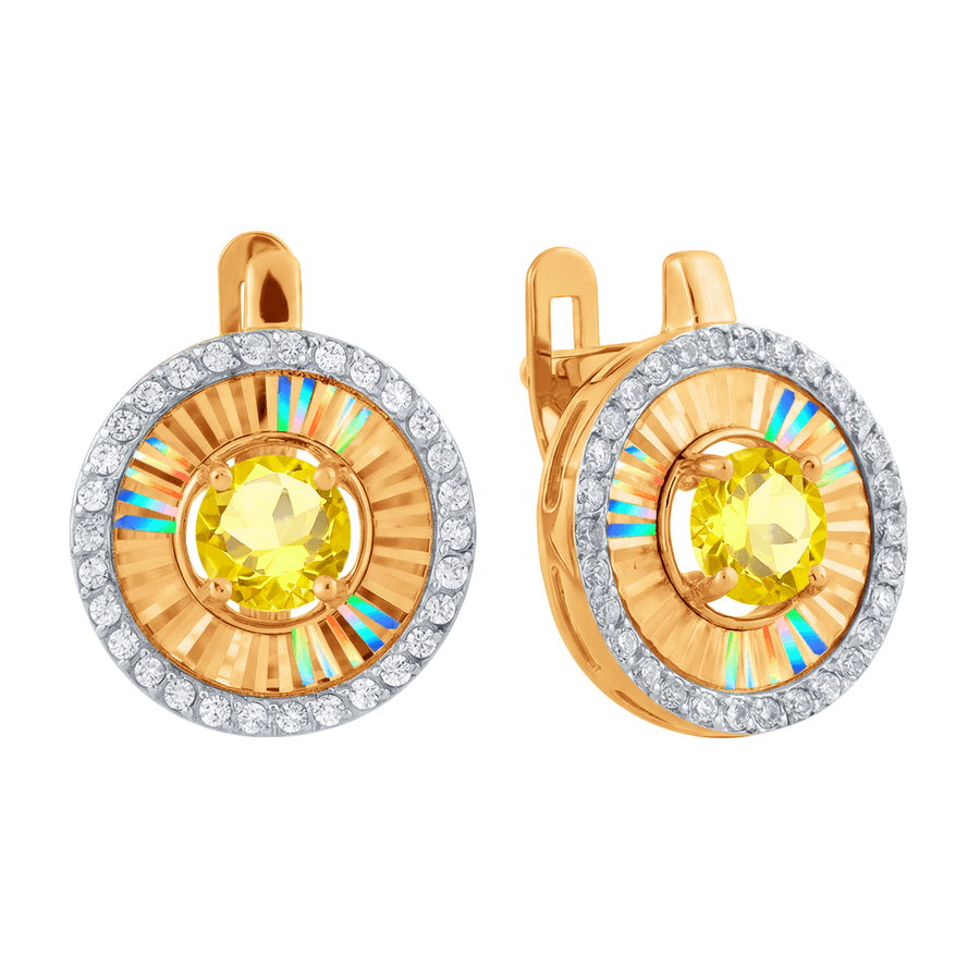 Серьги с цитринами и фианитами (Т14762Е647)
