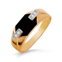 Кольцо с ониксом и фианитами (Т142046096)
