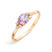 Кольцо с аметистом и фианитами арт.&nbsp;Т103015423 (Т103015423)
