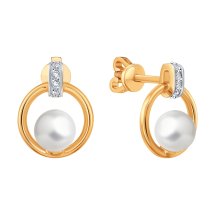 Серьги с жемчугом и фианитами арт.&nbsp;Т14802В331 (Т14802В331)