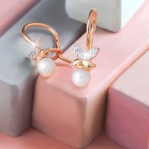 Серьги с жемчугом и фианитами арт.&nbsp;Т148027380 (Т148027380)