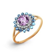 Кольцо с аметистом и фианитами (Т147017324-02)