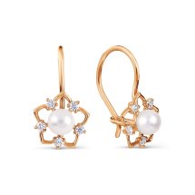 Серьги с жемчугом и фианитами (Т108027379)