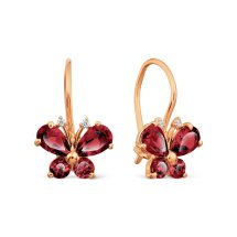Серьги с родолитами и фианитами (Т103028375-02)