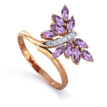 Кольцо с аметистами и фианитами арт.&nbsp;Т143012797 (Т143012797)