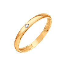 Кольцо обручальное с бриллиантом, 2.3 мм (Т101013723-ЛЛ)