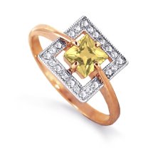 Кольцо с цитрином и фианитами арт.&nbsp;Т143012745 (Т143012745)