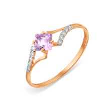 Кольцо с аметистом и фианитами (Т147018235)