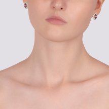 Серьги с гранатами и фианитами (Т14302Б874)