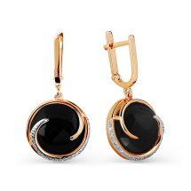 Серьги с ониксами и фианитами (Т142024870)
