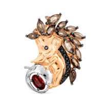 Брошь с гранатом, раухтопазами и фианитами (Т14309249)