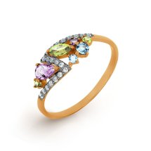 Кольцо с аметистами, топазами, хризолитами и фианитами (Т143017384-01)